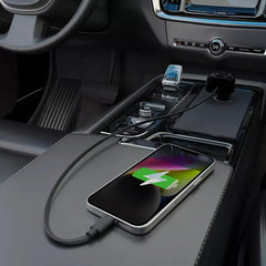 45W Dual Port Car with Retractable USB-C Cable and 1USB-A and 1 USB-C Car Charger