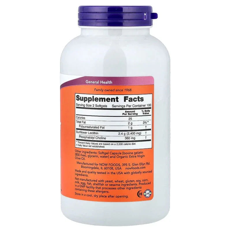 NOW Foods, Sunflower Lecithin, 1,200 mg - USA MEGA SHOP