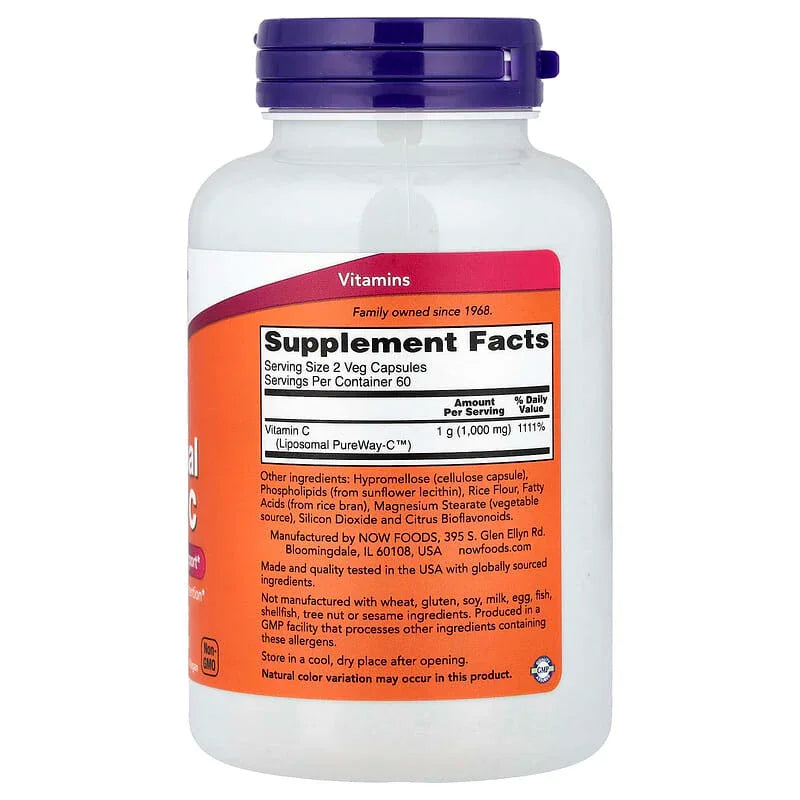 NOW Foods, Liposomal Vitamin C, 120 Veg Capsules (0.5 g per Capsule) - USA MEGA SHOP