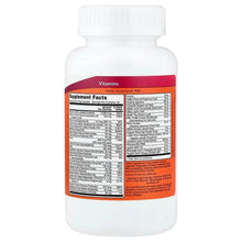 Multivitamin bottle back label with Supplement Facts and ingredient information panel
