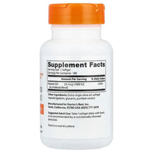 Vitamin D3 softgels bottle with supplement facts panel on the back of the white container.