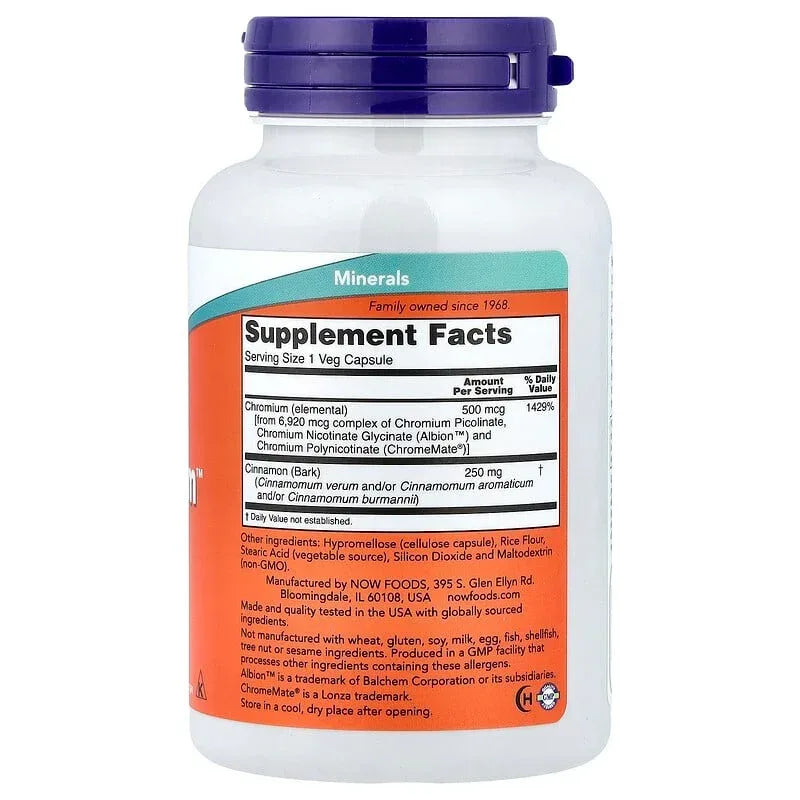 NOW Foods, Tri-Chromium, 500 mcg, Veg Capsules