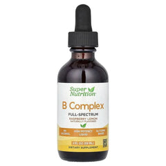 Super Nutrition, B Complex Full Spectrum with Vitamin B12, Pantothenic Acid, Biotin, and Niacin, Raspberry Lemon, 2 fl oz (59 ml) - USA MEGA SHOP