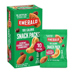 Emerald Nuts Cashews & Almonds with Dried Cranberries, 100 Calorie Packs, 10 Ct