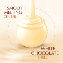 White chocolate shell truffle graphic with a smooth melting center, creamy white color