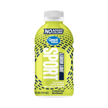 Hydration beverage bottle with No Added Colors, lemon-lime green flavored label