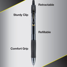 Retractable fine-point gel pen with comfort grip and clip, black ink