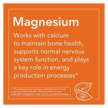 Magnesium citrate info card about calcium support, bone health, and nervous system