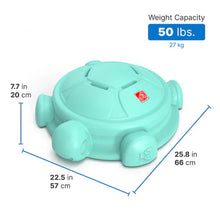 Mint green turtle rocking disk with dome top, molded legs, and side grips