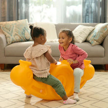 Yellow snail-shaped seesaw rocker toy with handles