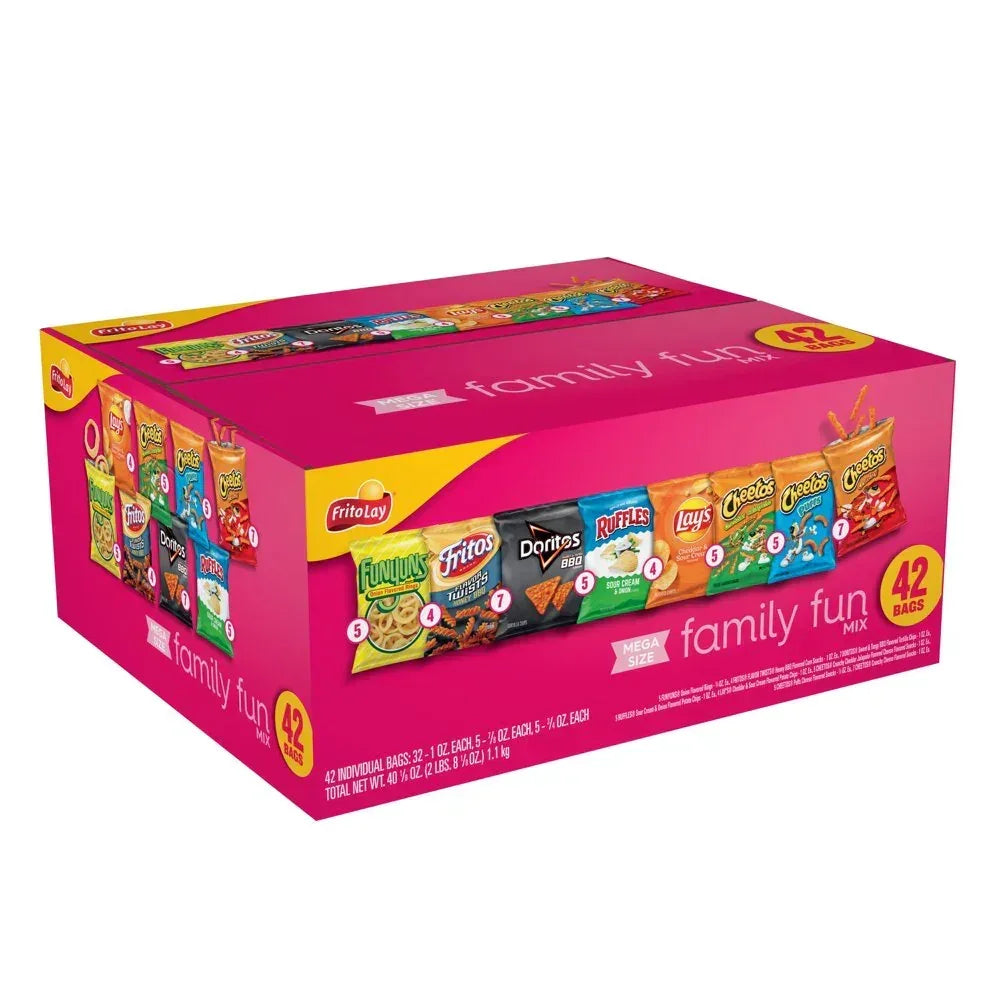 Frito Lay Snacks Variety Packs Fun Mix, 40.125 Oz Bag, 42 Count