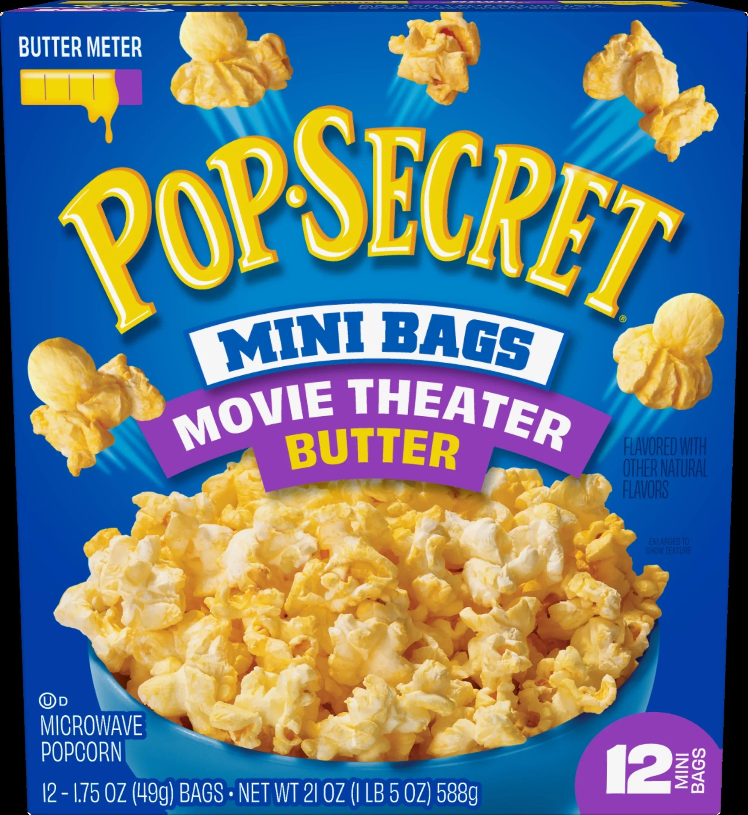 Pop Secret Microwave Popcorn, Movie Theater Butter Flavor, 1.75 oz Mini Bags, 12 Ct