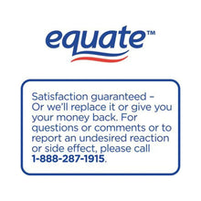 Equate satisfaction guaranteed label with customer service phone number.