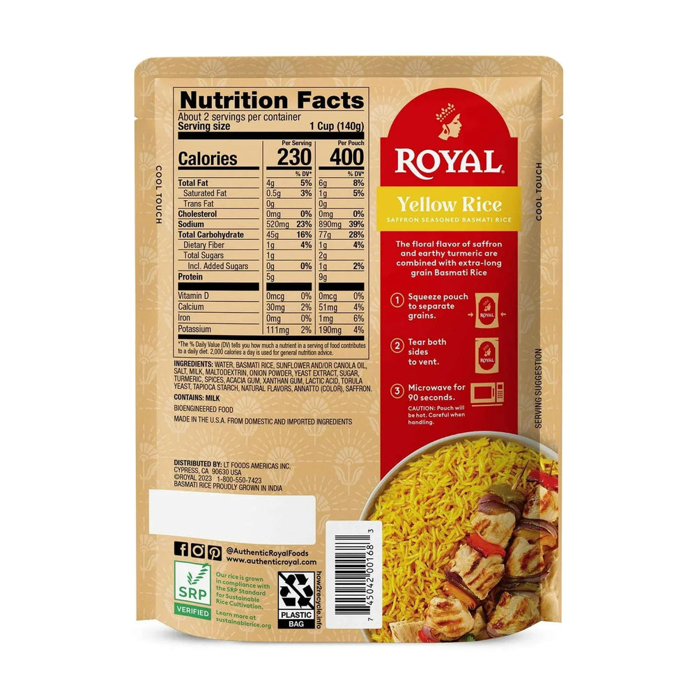 Royal Yellow Saffron Basmati Rice - Ready to Heat Basmati Rice - 8.5 oz Microwaveable Pouch - USA MEGA SHOP