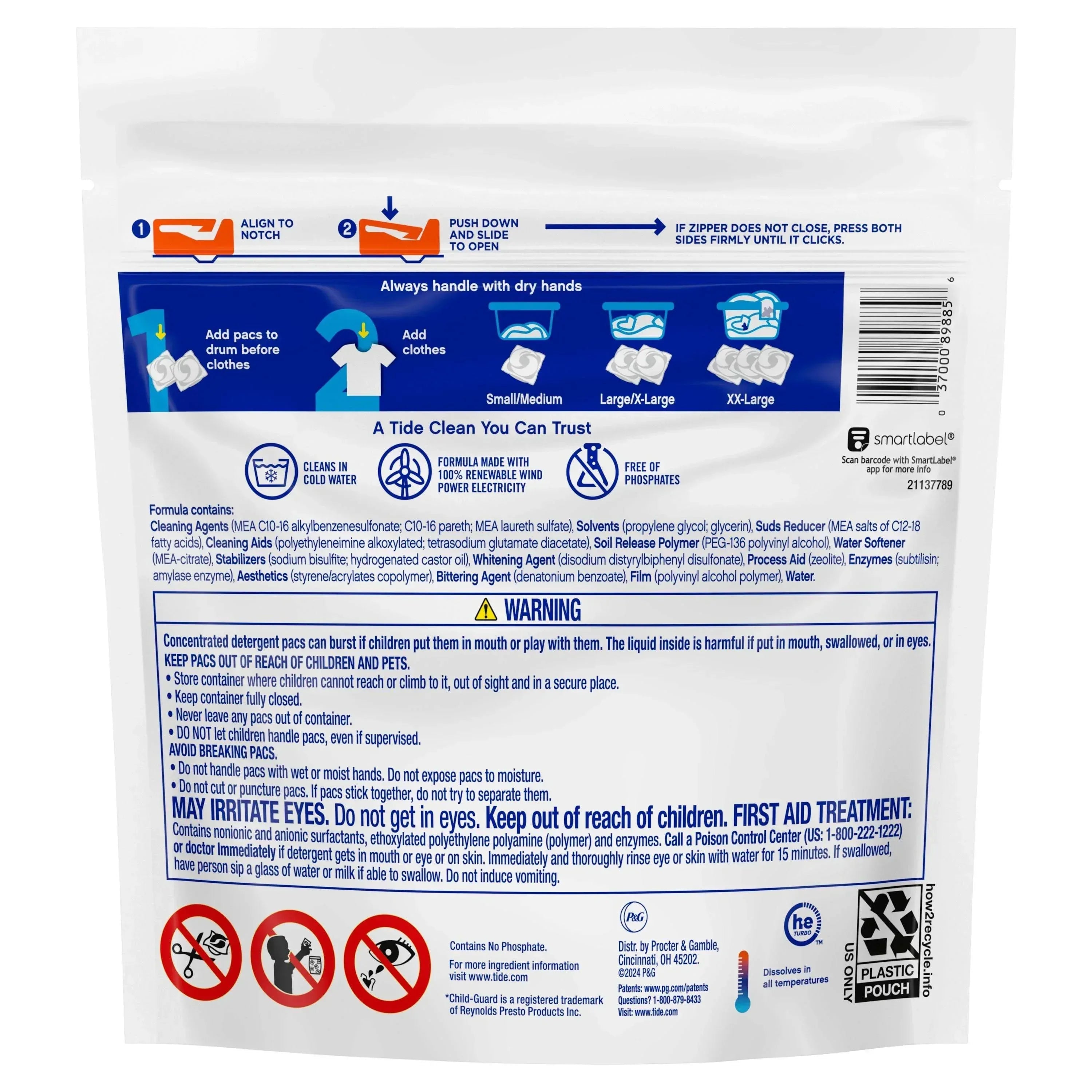 Tide PODS Free and Gentle Liquid Laundry Detergent Pacs, Hypoallergenic, Unscented, 16 Count