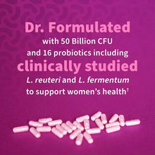 Dr. Formulated probiotics graphic showing 50 billion CFU and 16 probiotics including L. reuteri