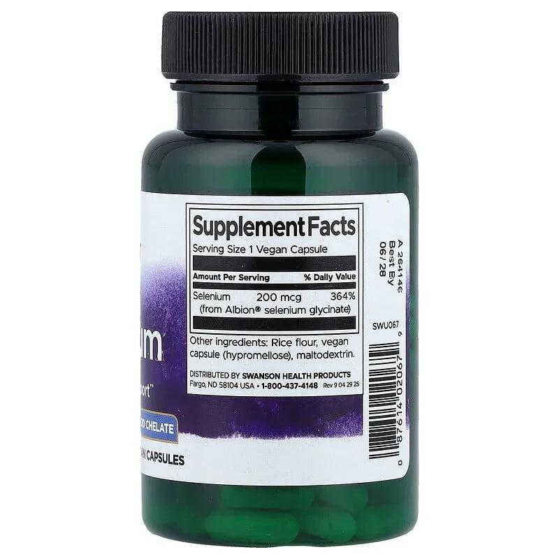 Swanson, Albion® Selenium , 200 mcg, 90 Vegan Capsules