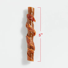 Stuffed twist dog chew stick, chicken-wrapped with real pork center, 5 in