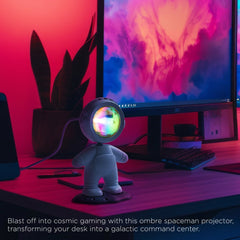 Mini Astronaut Projector Night Light Merkury Innovations- Purple Sunset, Rotating Head, USB Powered