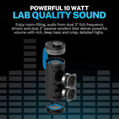 JLab GO Party Speaker - Black; Bluetooth Portable Speaker with RGB Lighting, 10W