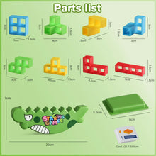 Parts list for dinosaur stacking blocks: cube pieces, green base, card and chassis
