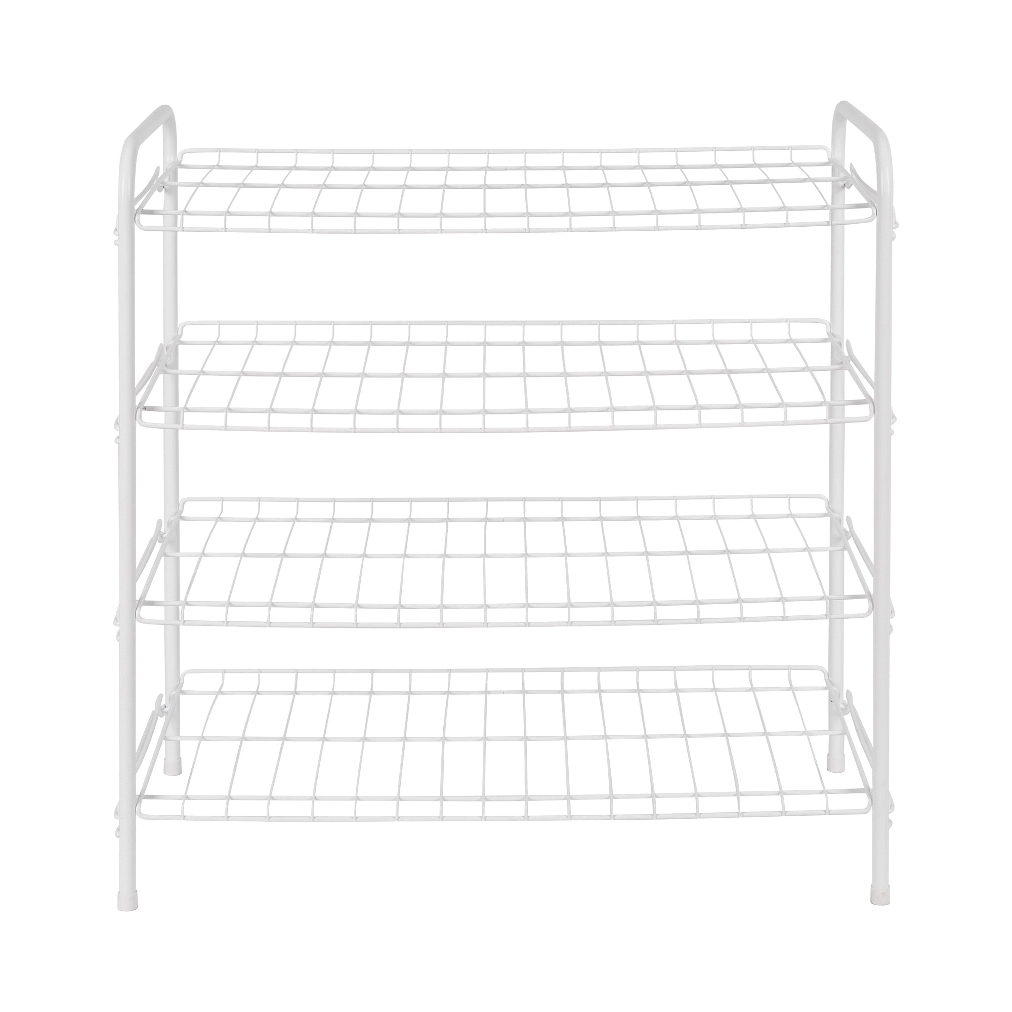 Mainstays Steel Wire Shoe Organizer, 4-Tiers, 12 Shoe Pair Capacity, Durable Shoe Rack, White
