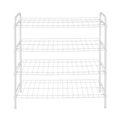 Mainstays Steel Wire Shoe Organizer, 4-Tiers, 12 Shoe Pair Capacity, Durable Shoe Rack, White