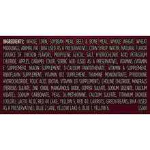Dog food ingredients list panel with multiple listed components
