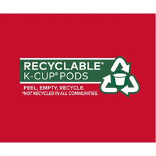 Tim Hortons recyclable K-Cup pods label: peel, empty, recycle