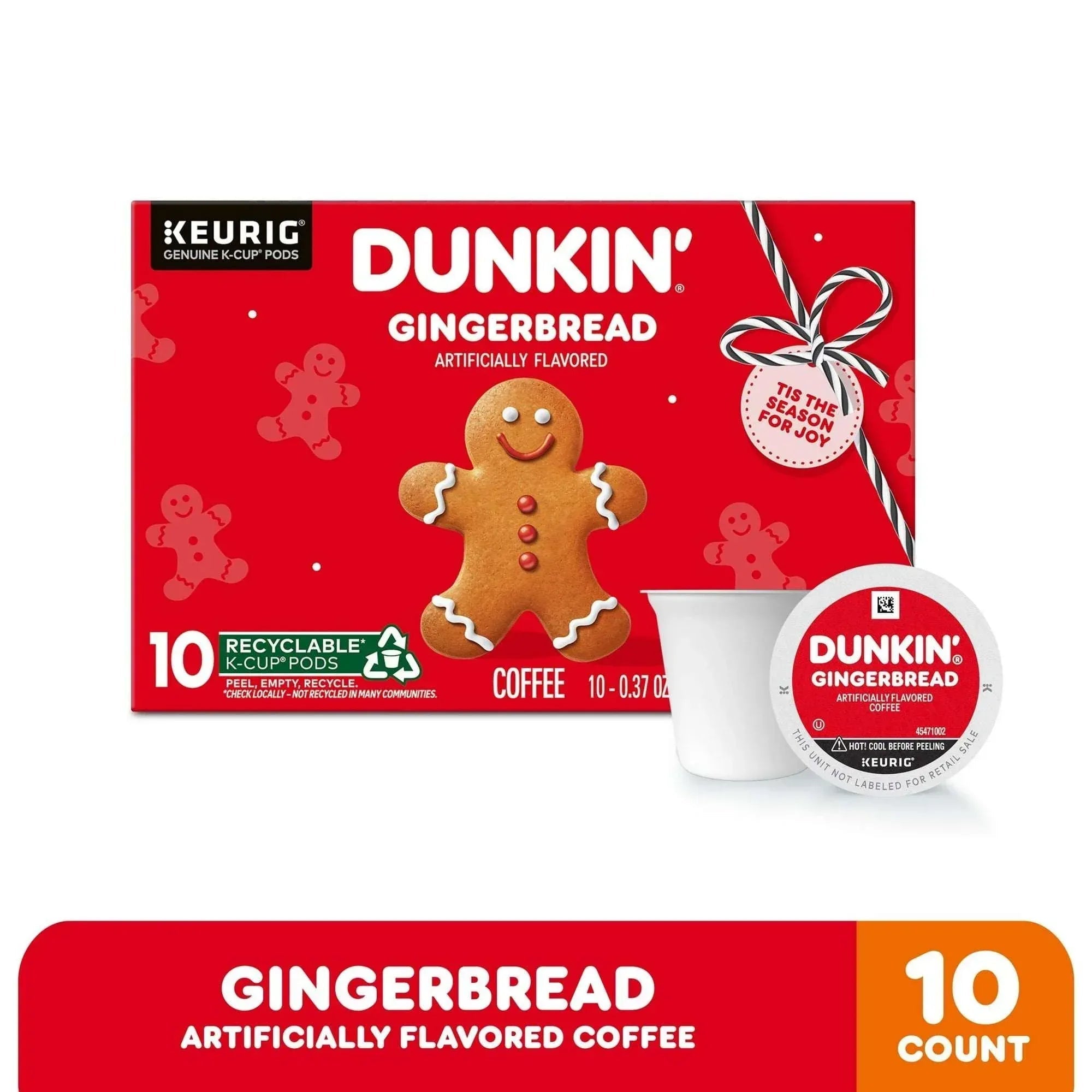 Dunkin’ Gingerbread Artificially Flavored Coffee, K Cup Pods, 10 Ct.