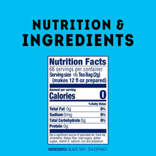 Lipton Cold Brew Black tea nutrition facts and ingredients label panel