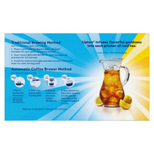 Iced tea tea bags box back panel with brewing instructions and pitcher illustration