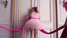 Pink tulle tutu dress with satin ribbon bow