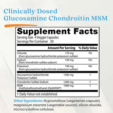 Supplement Facts table for 4 veggie capsules, amounts per serving.