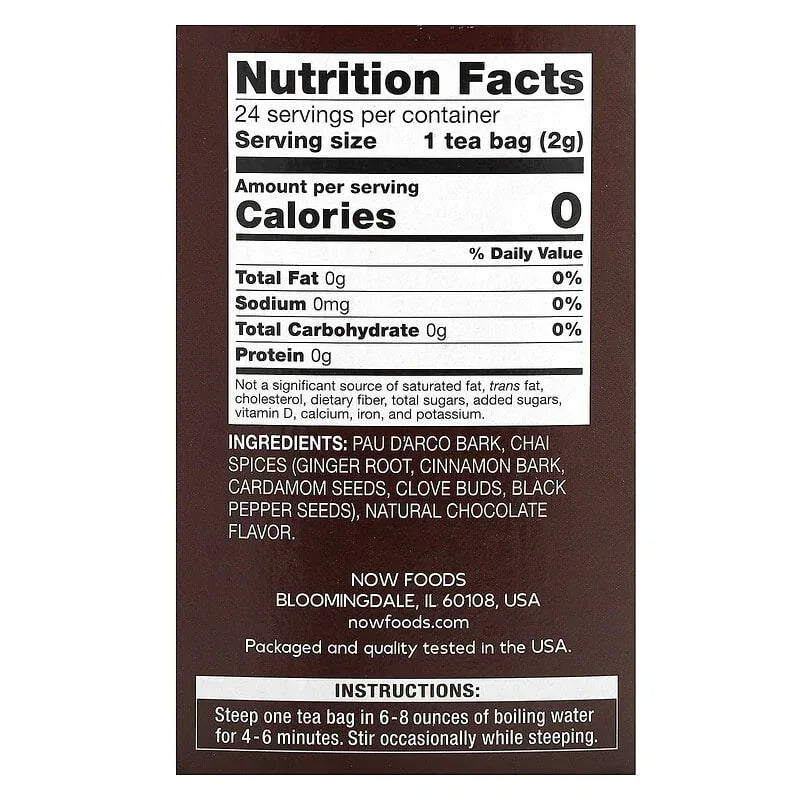NOW Foods, Tea, Caffeine Free, 24 Tea Bags, 1.7 oz (48 g)
