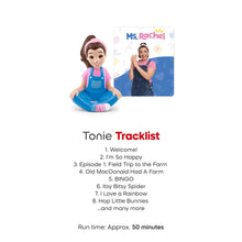 Ms. Rachel figurine with Tonie Tracklist card and song list