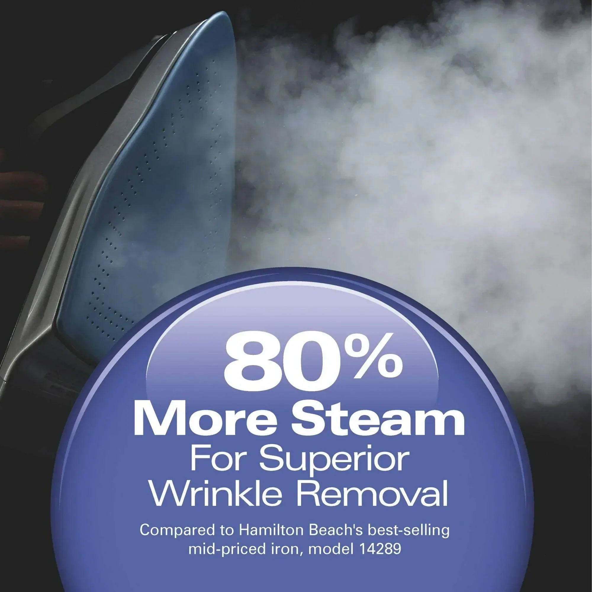 Hamilton Beach Durathon Clothing Iron, Steam Iron for Clothes with Nonstick Soleplate & Retractable Cord, Silver