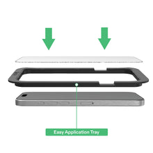 Easy application tray for a tempered glass screen protector with alignment guides