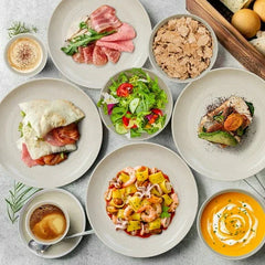 TINANA Wheat Straw Dinnerware Sets, Service for 6, 18 PCS Unbreakable Plastic Dinnerware, Freezer Dishwasher Safe - Beige