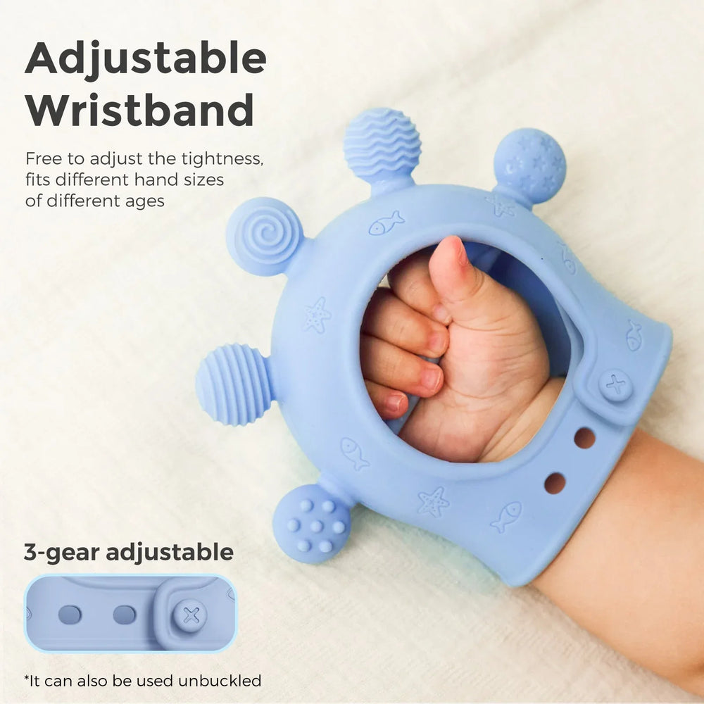 Momcozy Silicone Baby Teether Diver Blue, Teething Relief Toys for Infant 0-12 Months, 1 Count - USA MEGA SHOP
