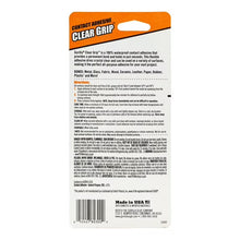 Gorilla Clear Grip contact adhesive package back with directions and bonds list