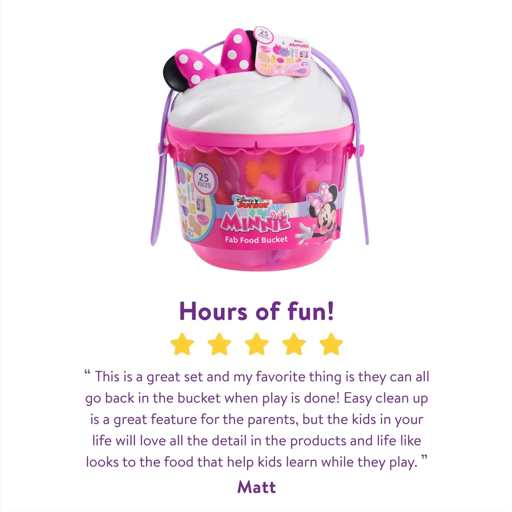 Disney Junior Minnie Mouse Fab Food Bucket, 25-Pieces, Pretend Kitchen Playset Baby and Toddler Toys - USA MEGA SHOP