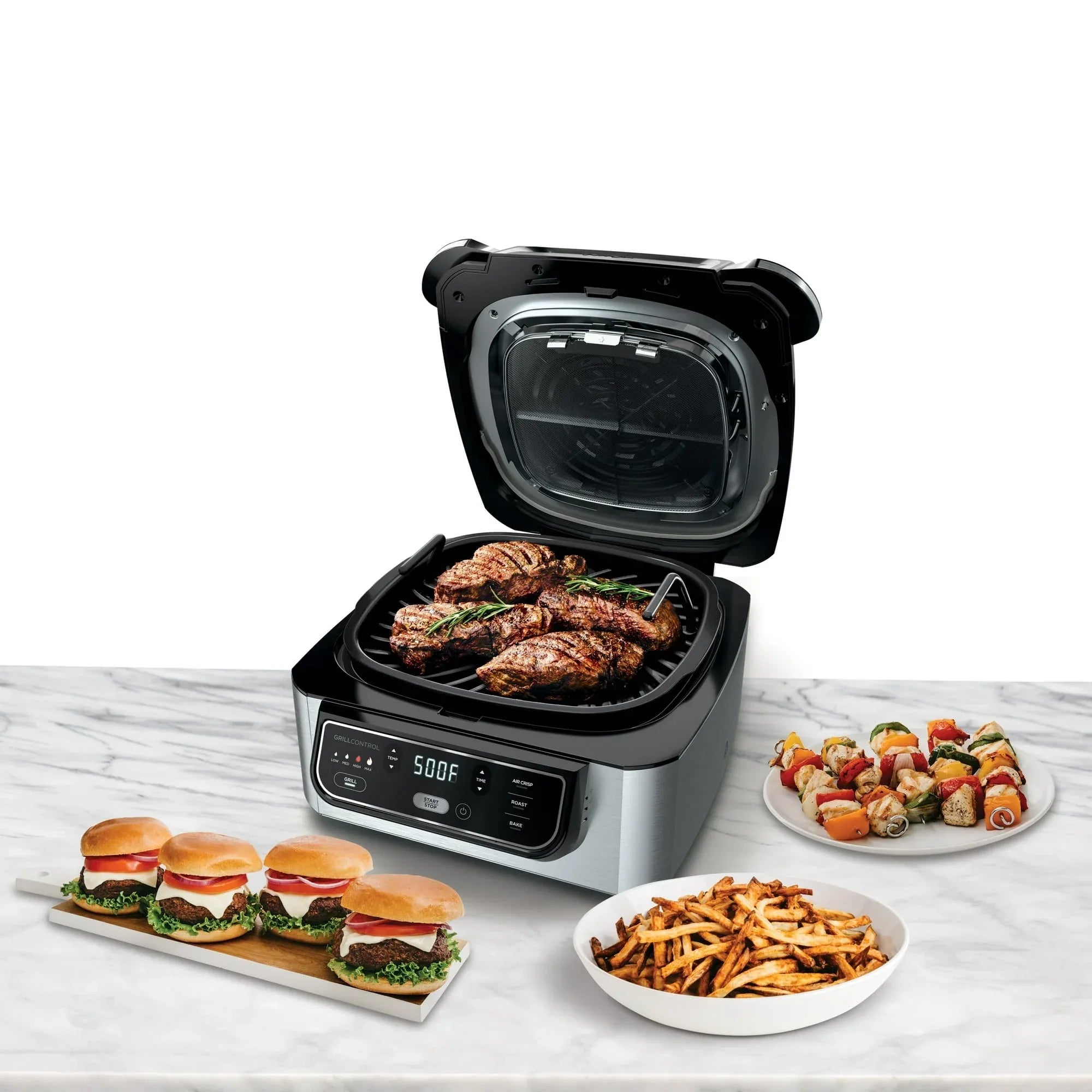Ninja Foodi 4 Qt Electric Indoor Grill w/ 4 Functions, Air Fry, Cyclonic Grilling Technology, Ceramic Coated, AG300 Black - USA MEGA SHOP
