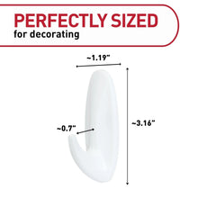 White medium designer wall hook with oval base and curved hook tip