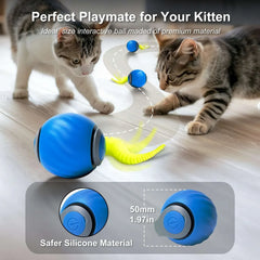 Risehigh Cat Toys for Indoor Cat Toy Smart Interactive Cat Toy Ball Rechargeable Two Speed Adjustment for Bored Indoor Adult Cats 2 Packs(Blue+Orange) - USA MEGA SHOP