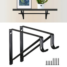 Black double closet rod wall brackets with U-shaped hooks and included mounting screws