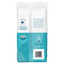 Cameron's Coffee EcoPod bag with plant-based cup info and barcode label