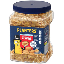 Lightly salted dry roasted peanuts canister with PLANTERS label and net weight text.