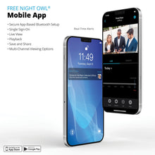 Night Owl® mobile app on two smartphones with live view and alerts