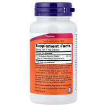 NOW DMG veg capsule bottle back label with Supplement Facts panel